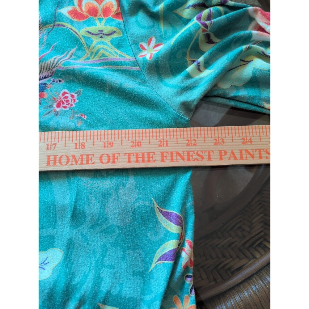 Johnny Was Robe LG Teal Verdino Floral Patterned Wrap Robe Belted, Pockets. - Picture 12 of 12